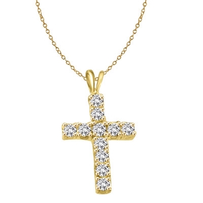 Cross pendant of Diamond Essence round brilliant stones, 1.10 ct.t.w ...