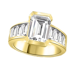 Wide band emerald cut clearance engagement rings