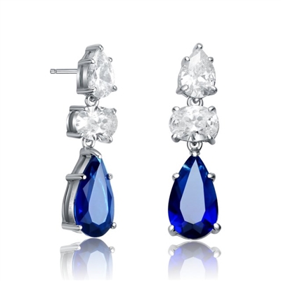 Macy's Freshwater Cultured Pearl (9-9.5mm), Sapphire (3/8 ct. t.w.) and  Diamond (1/8 ct. t.w.) Pear Drop Earrings in 14k White Gold | Hawthorn Mall