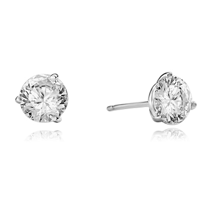 Round Brilliant Diamonds Studs in Three Prong Setting