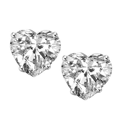 Diamond Essence Heart Studs, 0.5 ct. each, set in Platinum Plated ...