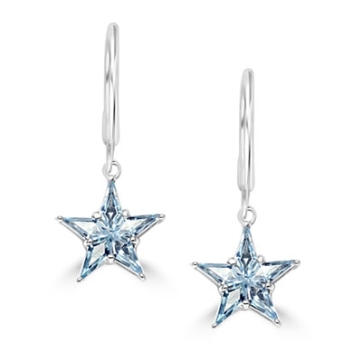 Diamond Essence Blue Topaz Star Leverback Earrings, 5 Cts.T.W.-SEH0001 - Gold Plated Over Sterling Silver