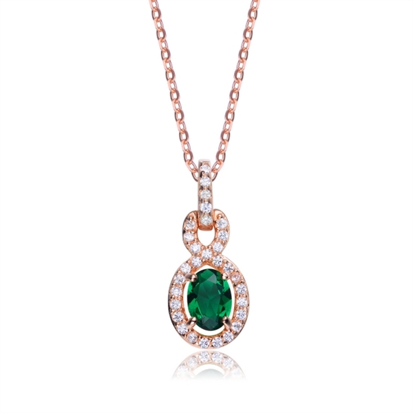 Designer Pendant with 1.0 CT Emerald Essence in the center. Round ...