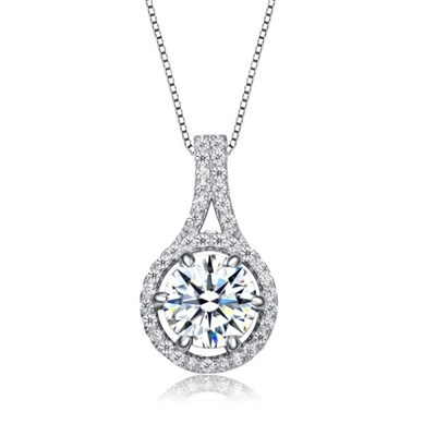 Diamond Essence Designer Pendant with Round Brilliant Stone and Melee ...