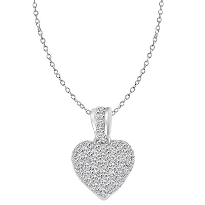 Pave' Set Diamond Heart Necklace