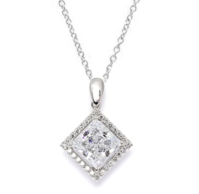 Diamond Essence Designer Pendant with 2.5 ct. Princess Cut Stone ...