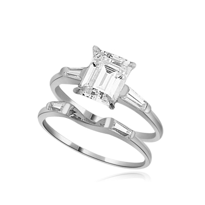 emerald cut diamond set