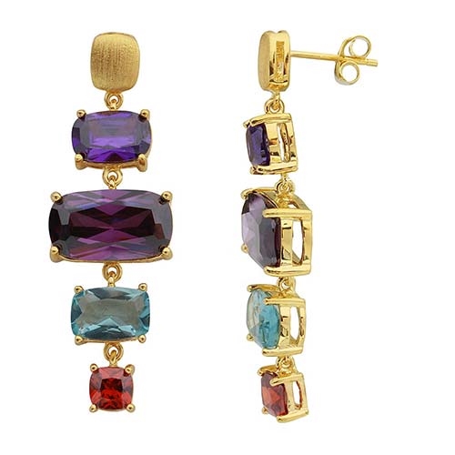 Diamond & Amethyst Vermeil 14K Gold offers Over Sterling Silver Earring