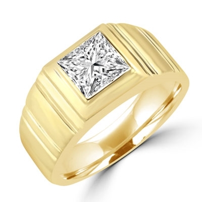 14K Gold Vermeil man's ring with 1.5 cts. t.w. radiant square center ...