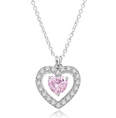 pink stone heart necklace