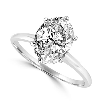 Diamond Essence Oval-cut stone set in 14K SolId White Gold-six prongs ...