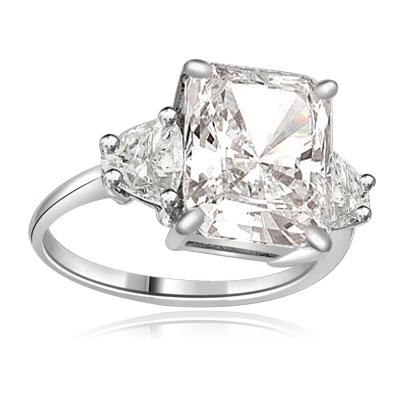 Diamond Essence emerald-cut brilliant stone of 5.0 cts. setting with ...