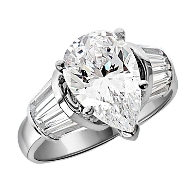 Majestic Pear cut Diamond Essence ring. 3 carat Pear center